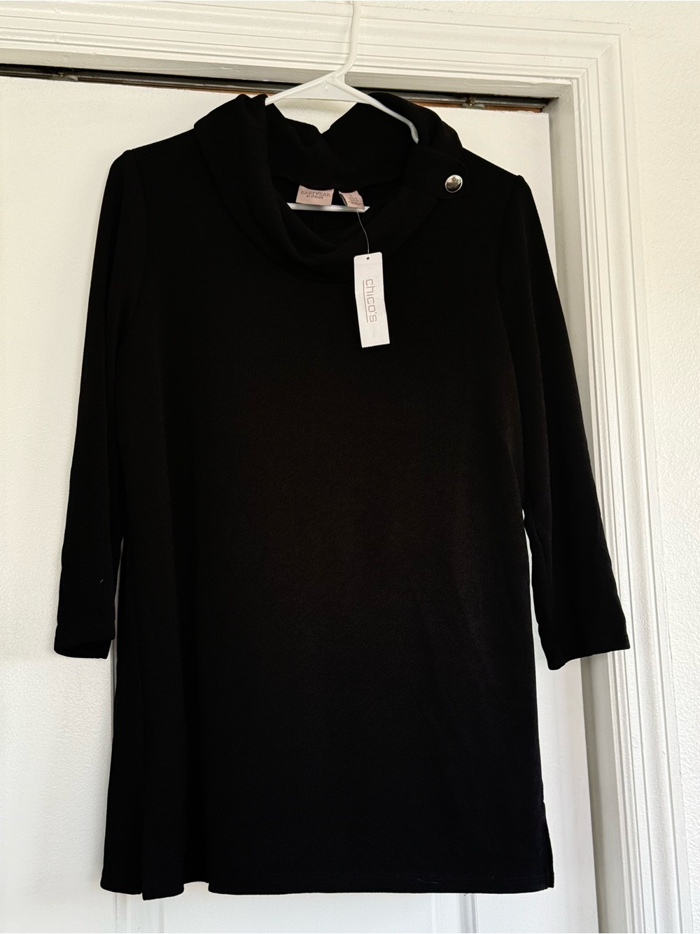 Chico's Black Cowl Neck Button-Accent Sweater